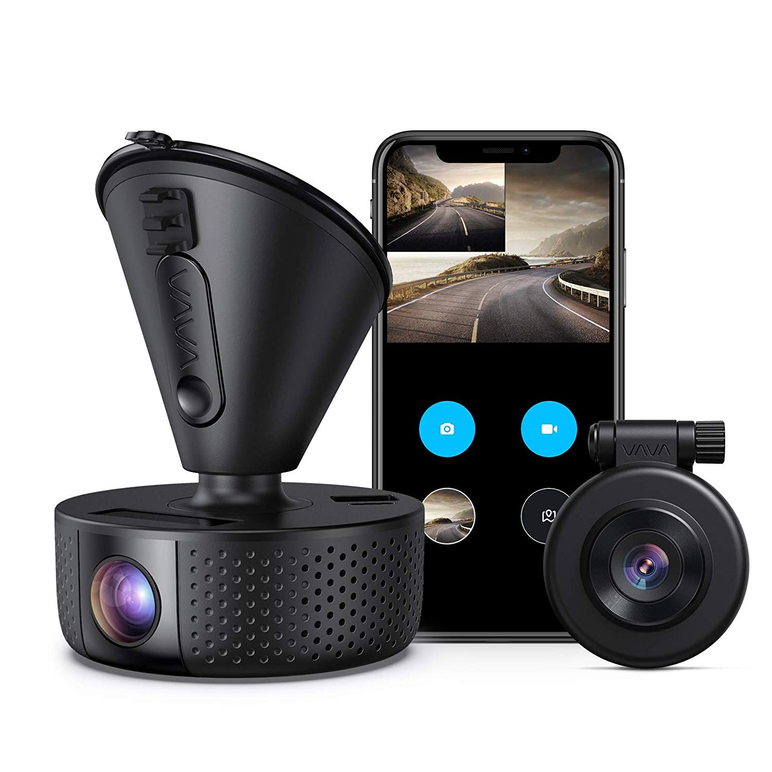 VAVA Dual 1920x1080P FHD Front and Rear Dash Camera for Cars with Wi-Fi, Night Vision, Parking Mode, G-Sensor, WDR, Loop Recording $115.58