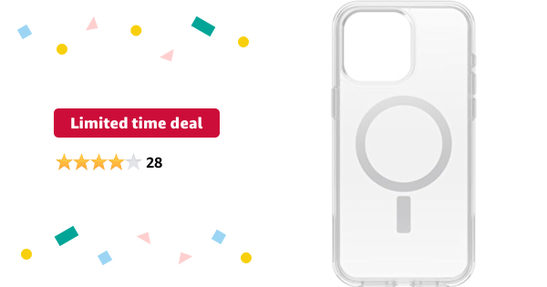 Limited-time deal: OtterBox iPhone 15 Pro MAX (Only) Symmetry Series Clear Case (Clear), snaps to MagSafe, ultra-sleek, raised edges protect camera & screen - $29.97