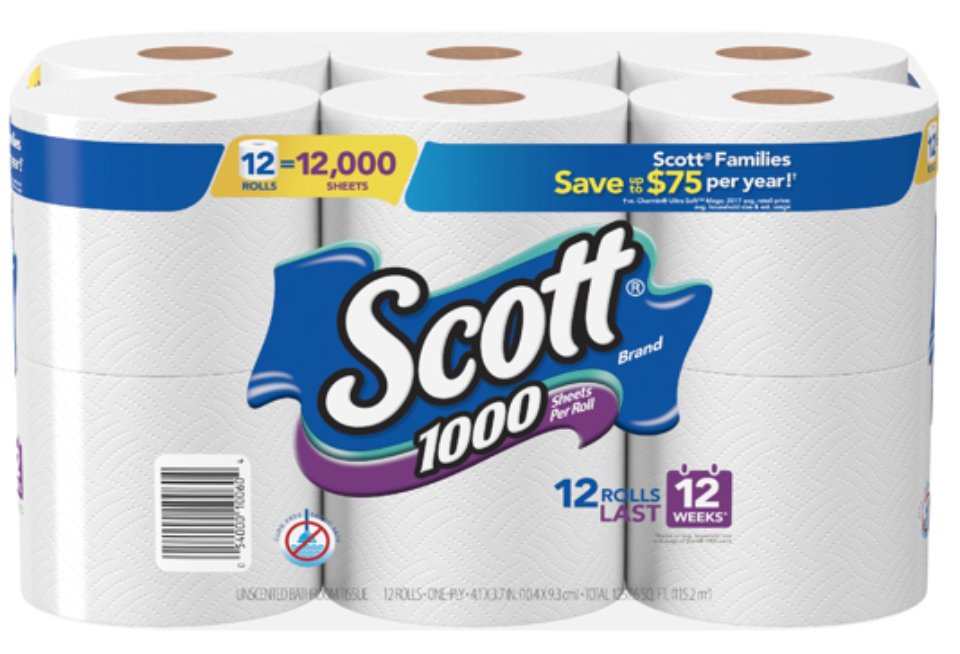 Scott 1000 Toilet Paper 12 Rolls 12 000 Sheets 8 57