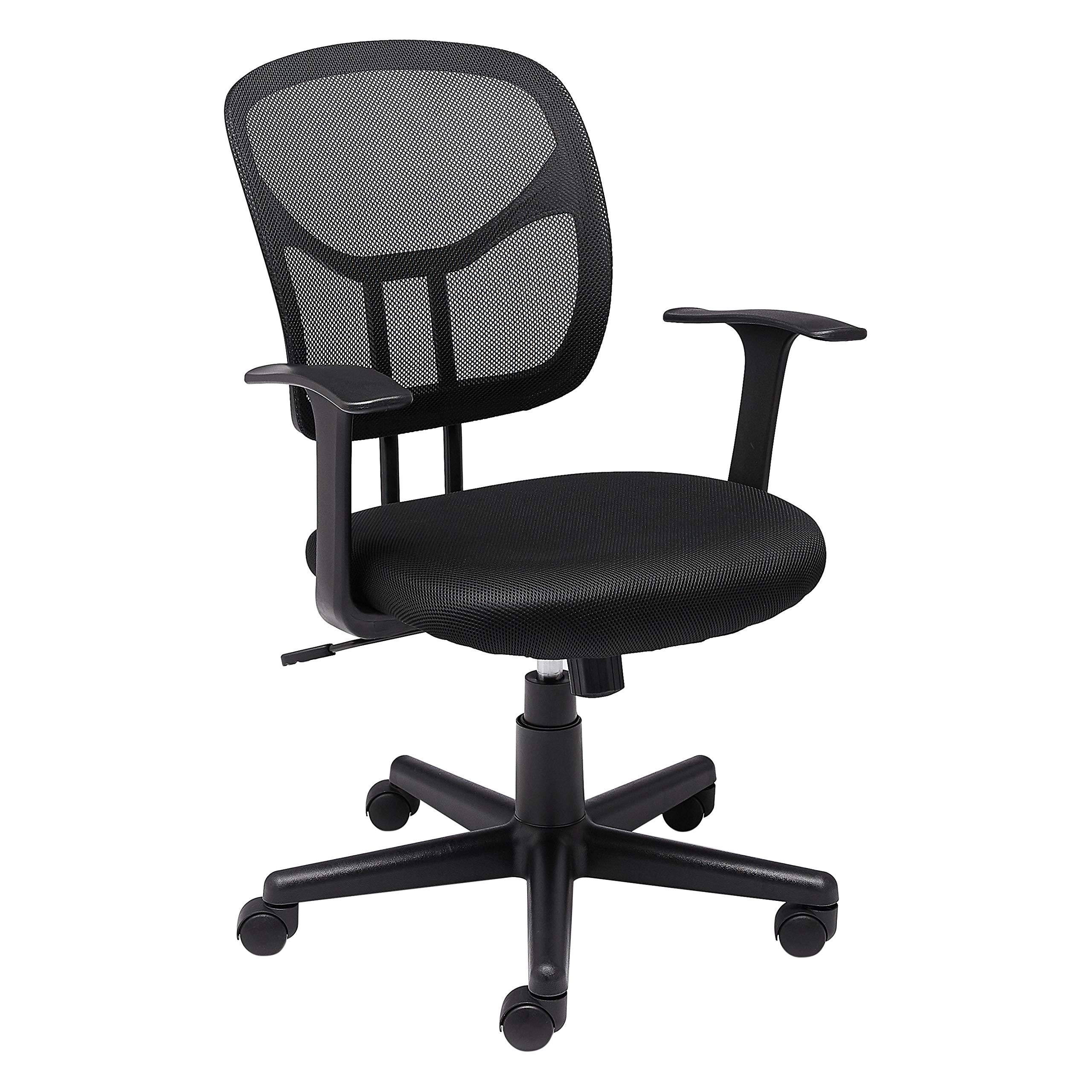 Amazon Basics Mesh, Mid-Back, Adjustable, Swivel Office Desk Chair with Armrests, Black : $41.99