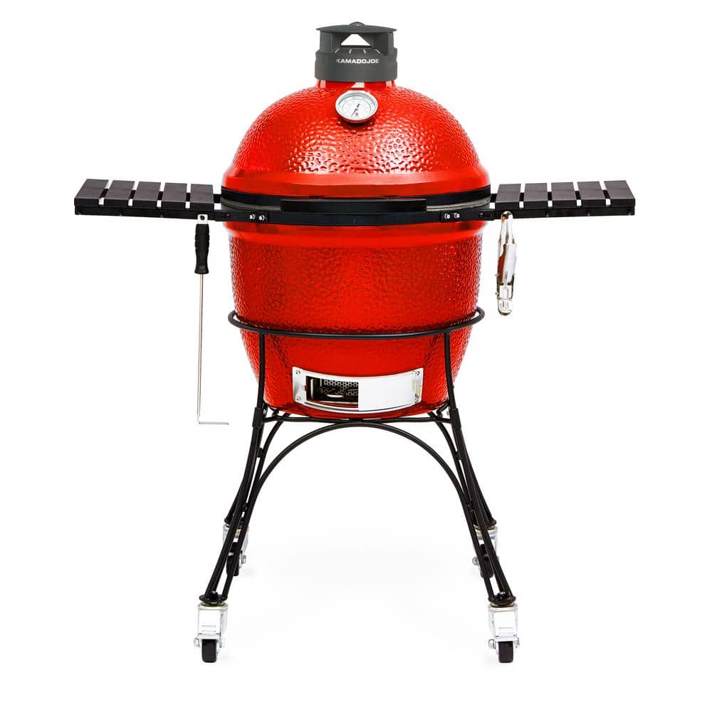 Classic Joe II 18 in. Charcoal Grill in Red with Cart, Side Shelves, Grate Gripper, and Ash Tool $999