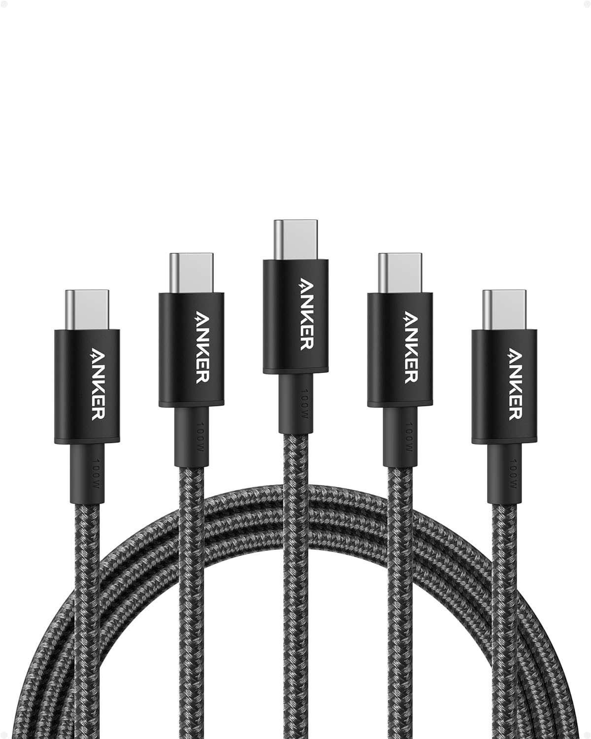 Amazon.com: Anker USB C Charger Cable (6ft 100W, 5Pack), Black, USB 2.0 Type C Fast Charging Cable $18.99