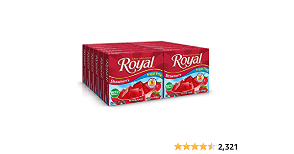 Royal Strawberry Gelatin Dessert Mix, Sugar Free and Carb Free 0.32 0z (Pack of 12 ) - $5.76