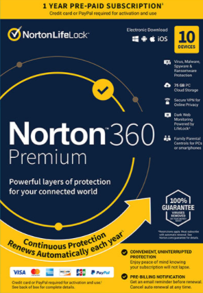 $22.99 Norton 360 Premium - Antivirus Software (10 Devices ...