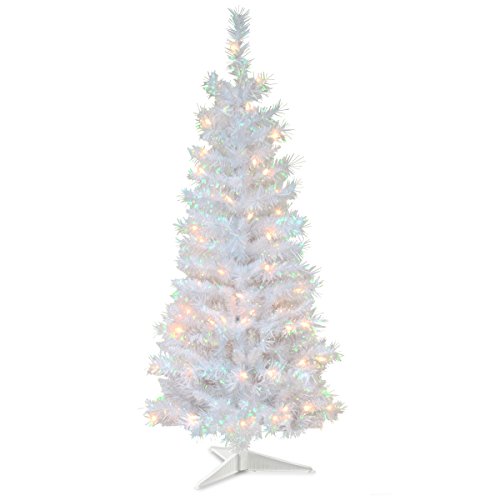 National Tree Company Pre-Lit Artificial Christmas Tree, White Tinsel, White Lights, Includes Stand, 4 feet $18.22