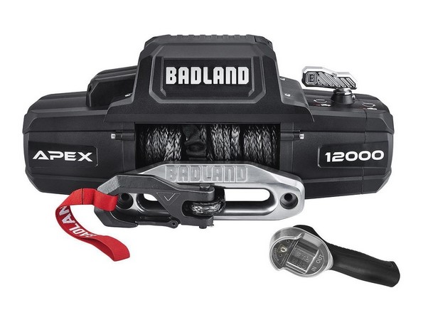 Badland Apex 12,000lb winch (w/ 80 ft. of UHMW synthetic rope, wireless remote) $374.99