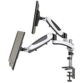 urlhasbeenblocked Dual Monitor Stand, Full Motion Vesa Desk Mount Riser, Height Adjustable Articulating Arm for 2/Two Screens up to 27  $44