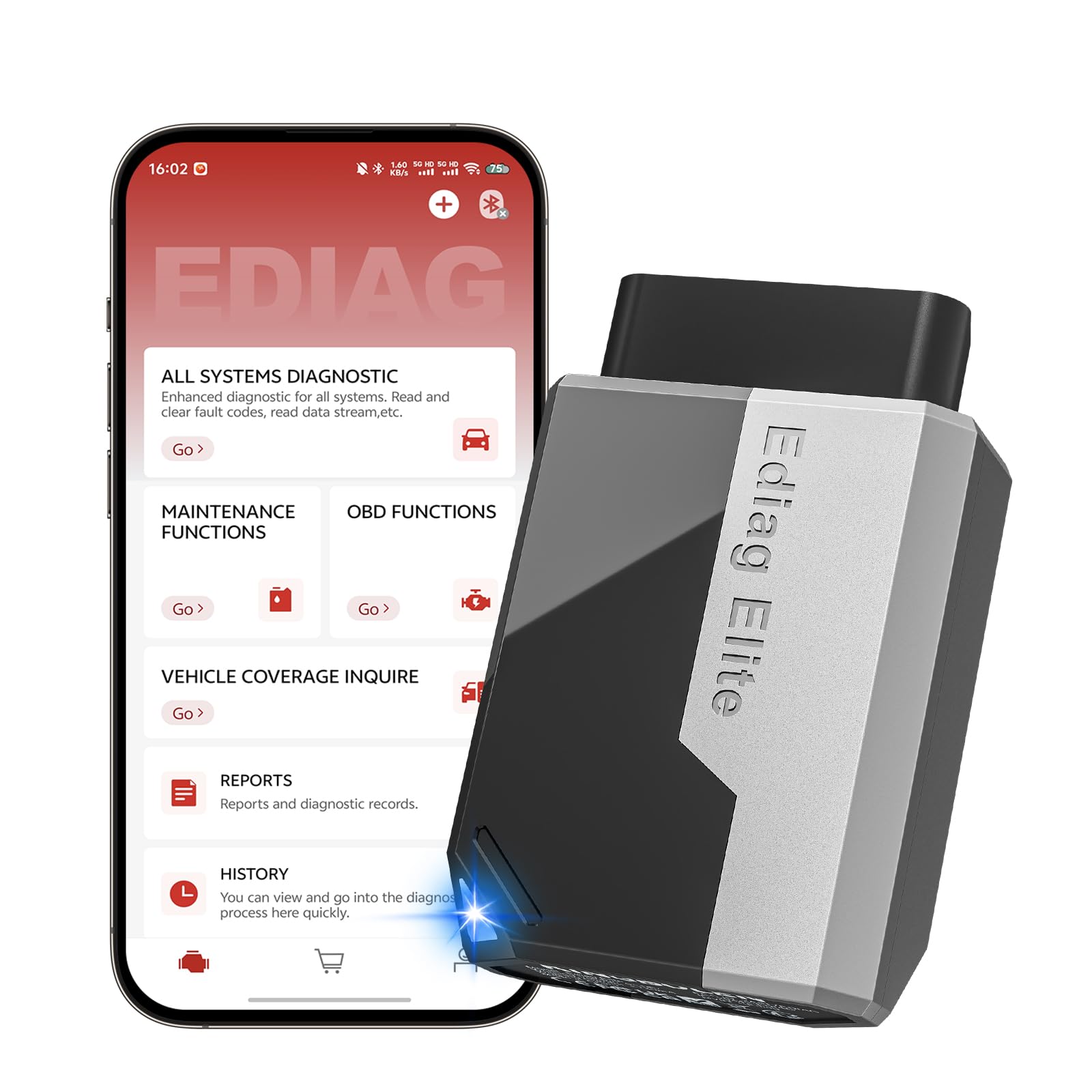 KINGBOLEN Ediag Elite - Bluetooth OBD2 Scanner - Lifetime FREE updates.