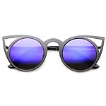 zeroUV - Womens Fashion Round Metal Cut-Out Flash Mirror Lens Cat Eye Sunglasses for $6.99 - $10.99 (Various Colors)