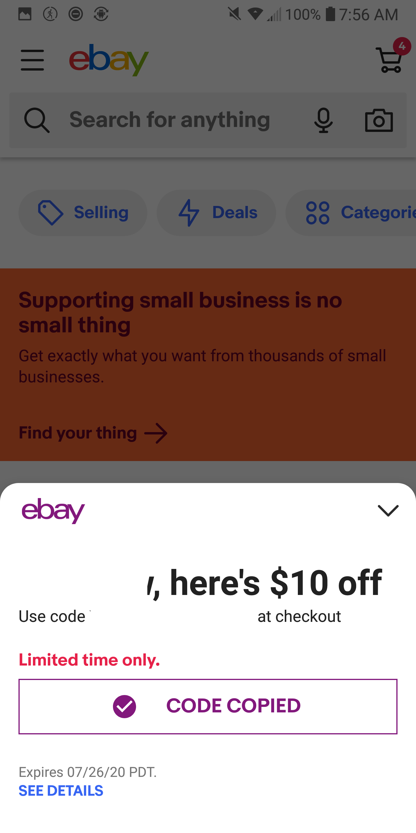 Ebay $10 off coupon, invited users only YMMV