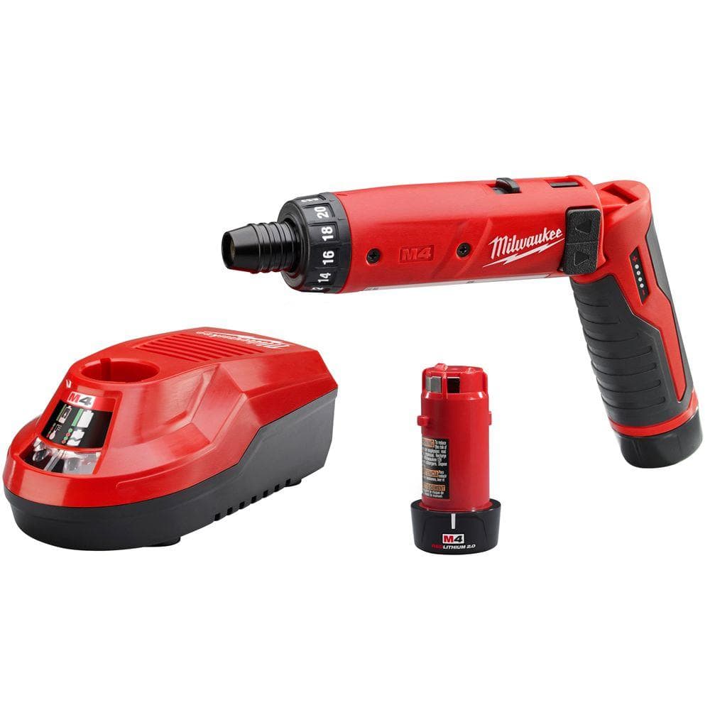 Milwaukee M4 4V Lithium-Ion Cordless 1/4 in. Hex Screwdriver 2-Battery Kit $129