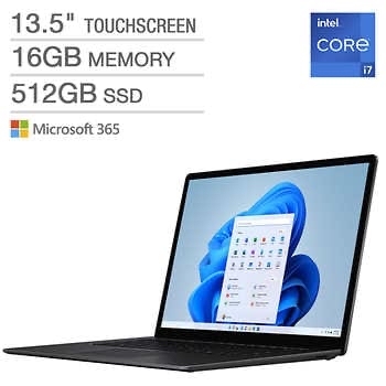 Microsoft Surface Laptop 4 - 13.5" Touchscreen Laptop - Intel Core i7, 16GB RAM, 512GB SSD- Windows 11 - Black + Microsoft Office 15-mo subscription - $1299.99