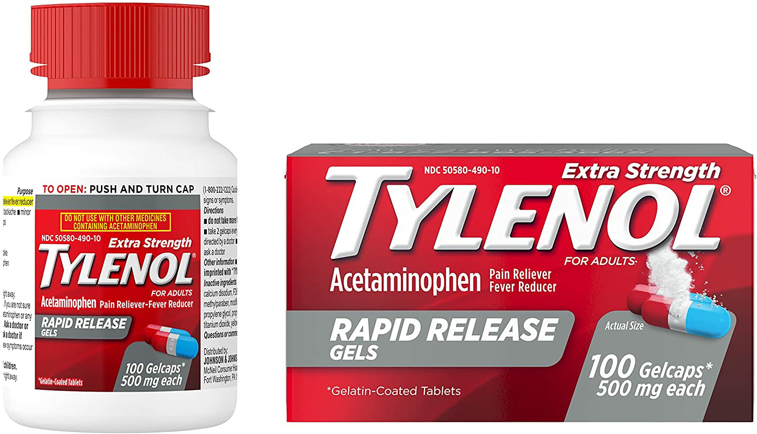 Amazon.com: Tylenol Extra Strength Acetaminophen Rapid Release Gels, Pain Reliever & Fever Reducer, 100 ct : Everything Else