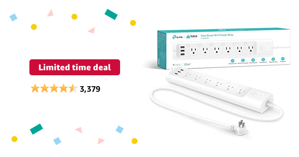 Limited-time deal: Kasa Smart Plug Power Strip HS300, Surge Protector with 6 Individually Controlled Smart Outlets and 3 USB Ports, Works with Alexa & Google Home, No Hub - $49.99