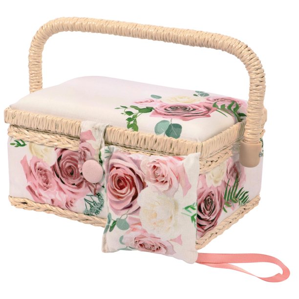 SINGER Mini Modern Floral Sewing Basket with Matching Pin Cushion $6 Walmart.com