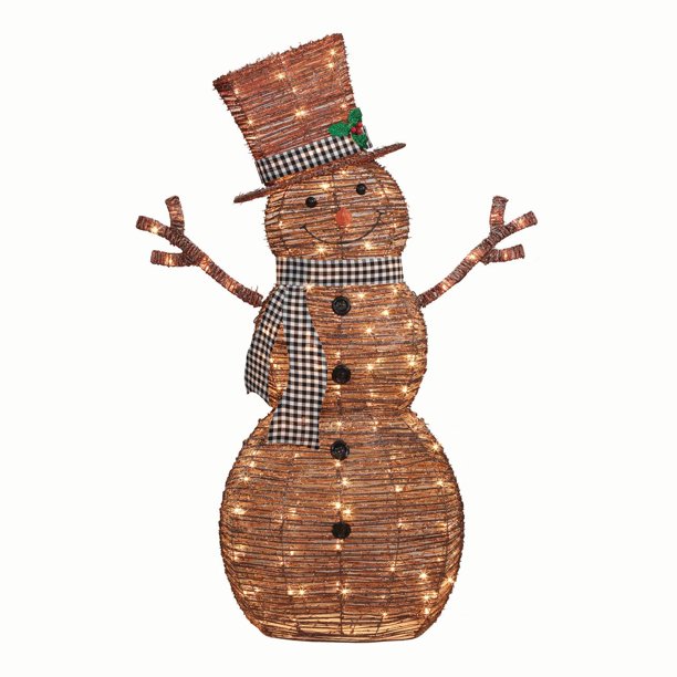 DEAD -  Holiday Time 60 inch Light-Up Rattan-Look Snowman, 150 Incandescent Lights $12 Walmart (Was $49)