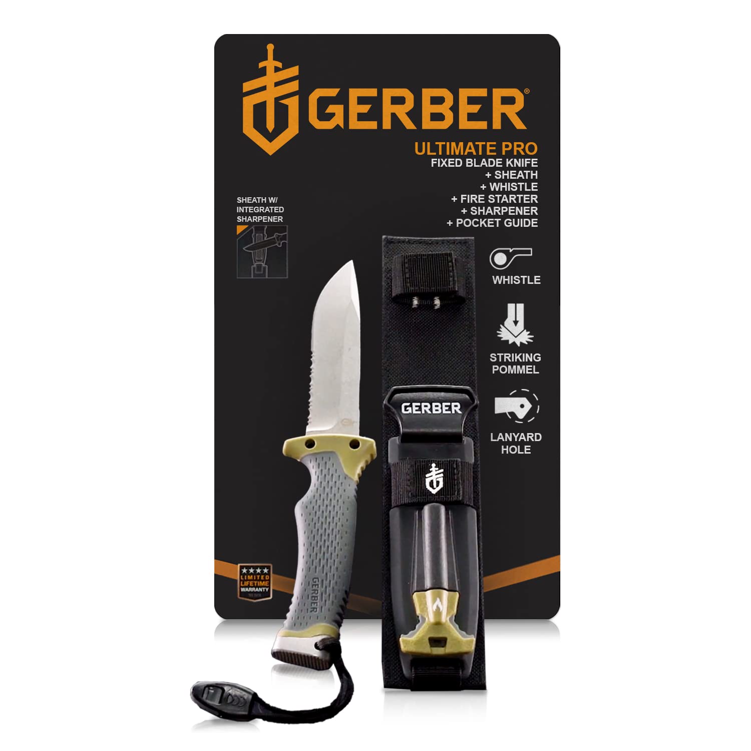 Gerber Gear Ultimate Fixed Blade Survival Knife w/ Sheath 29.49 + Free