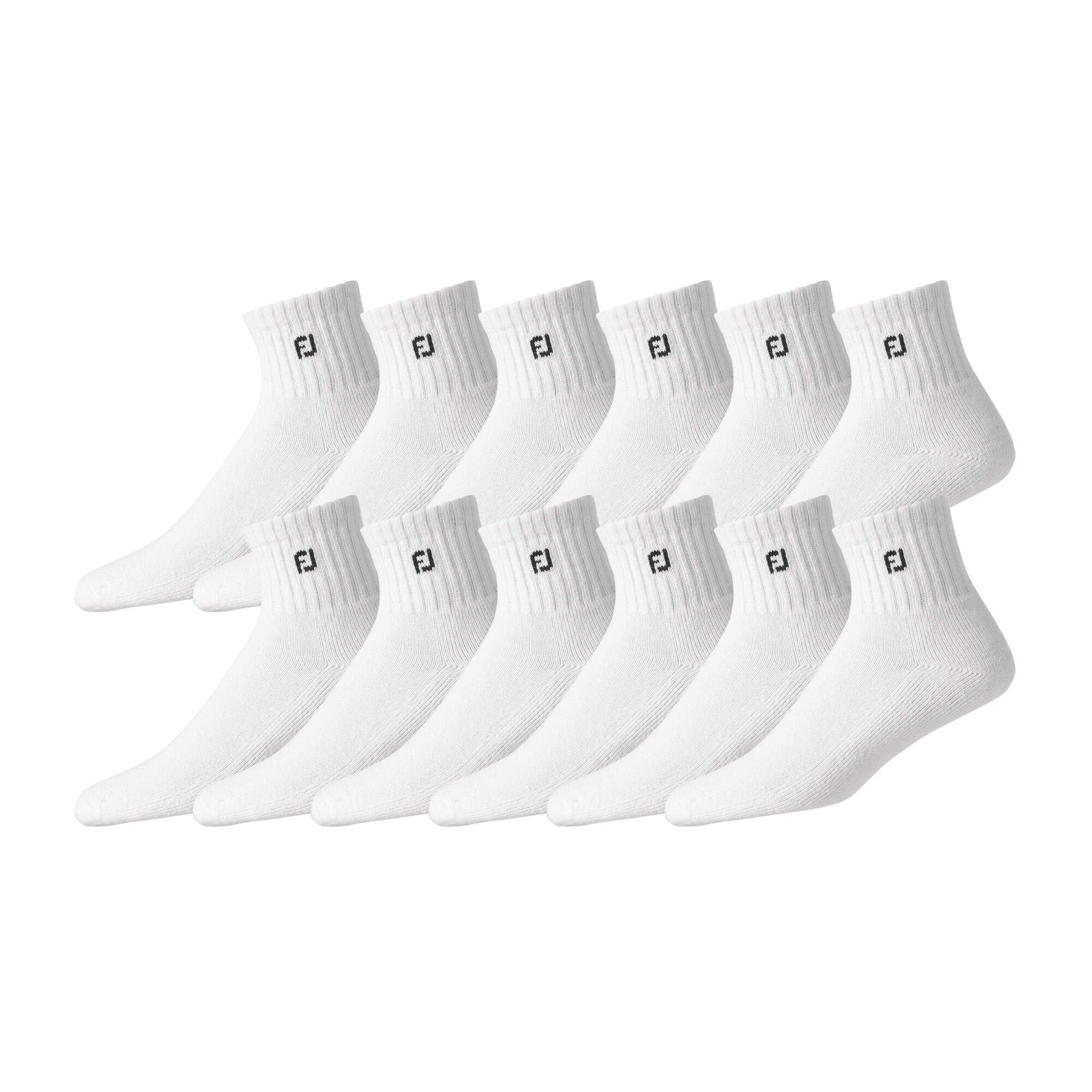 12-Pairs FootJoy Men's ComfortSof Socks (White, Quarter Length or Low Cut)