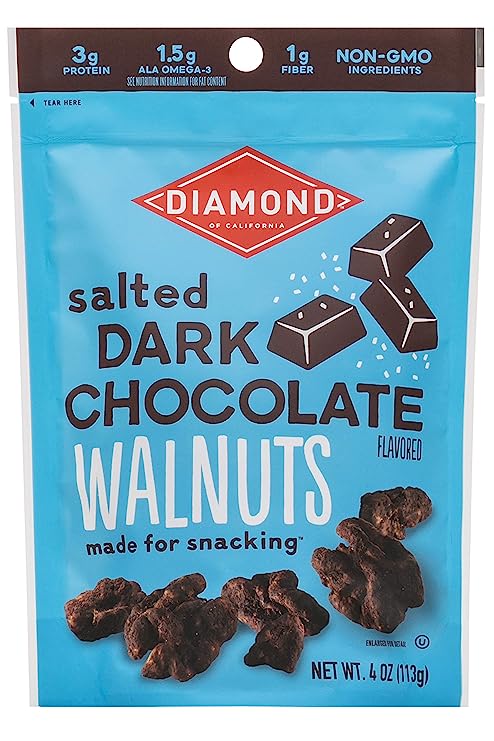 4-Oz Diamond of California Salted Dark Chocolate Walnuts $1.99 w/ S&S, 4-Count $6.89 ($1.72 each) + Free Shipping w/ Prime or on $25+