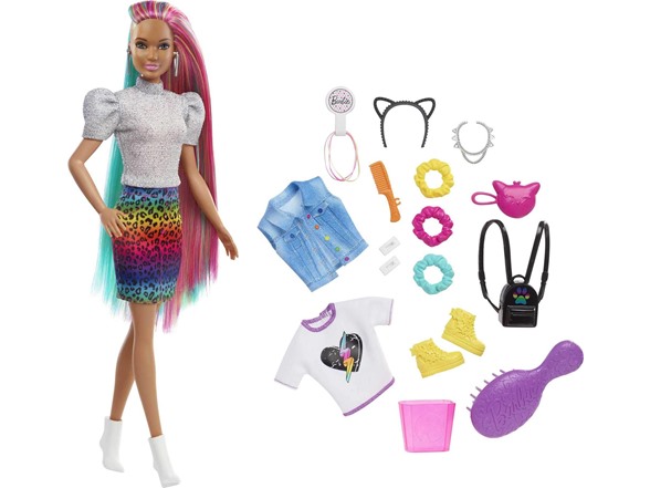 Barbie: Leopard Rainbow Hair Doll w/ Color-Changing Highlights & Accessories $7.99, Ultimate Closet $10.99, More + Free Shipping w/ Prime