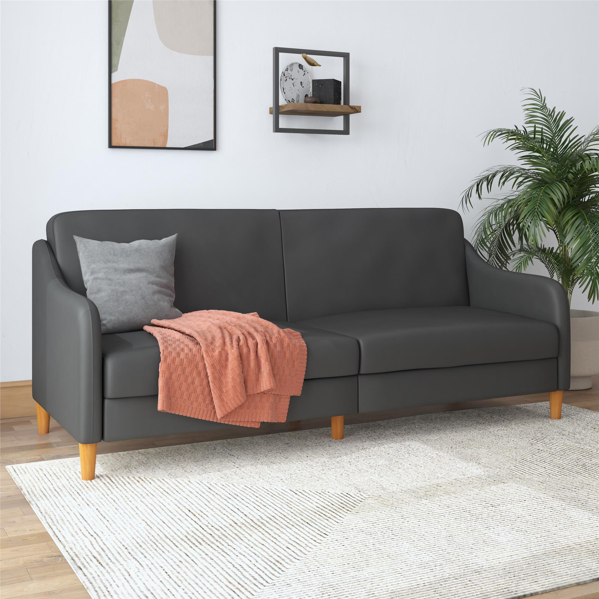 DHP Jasper Coil Convertible Futon Sofa (Gray Faux Leather) $164 + Free Shipping