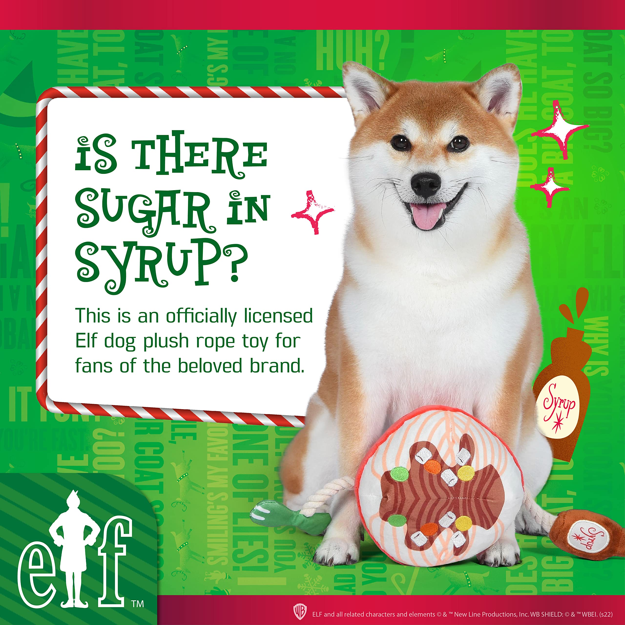6" Elf Maple Syrup & Spaghetti Squeaky Plush & Rope Activity Dog Toy $3.42 + Free Shipping w/ Prime or on $35+