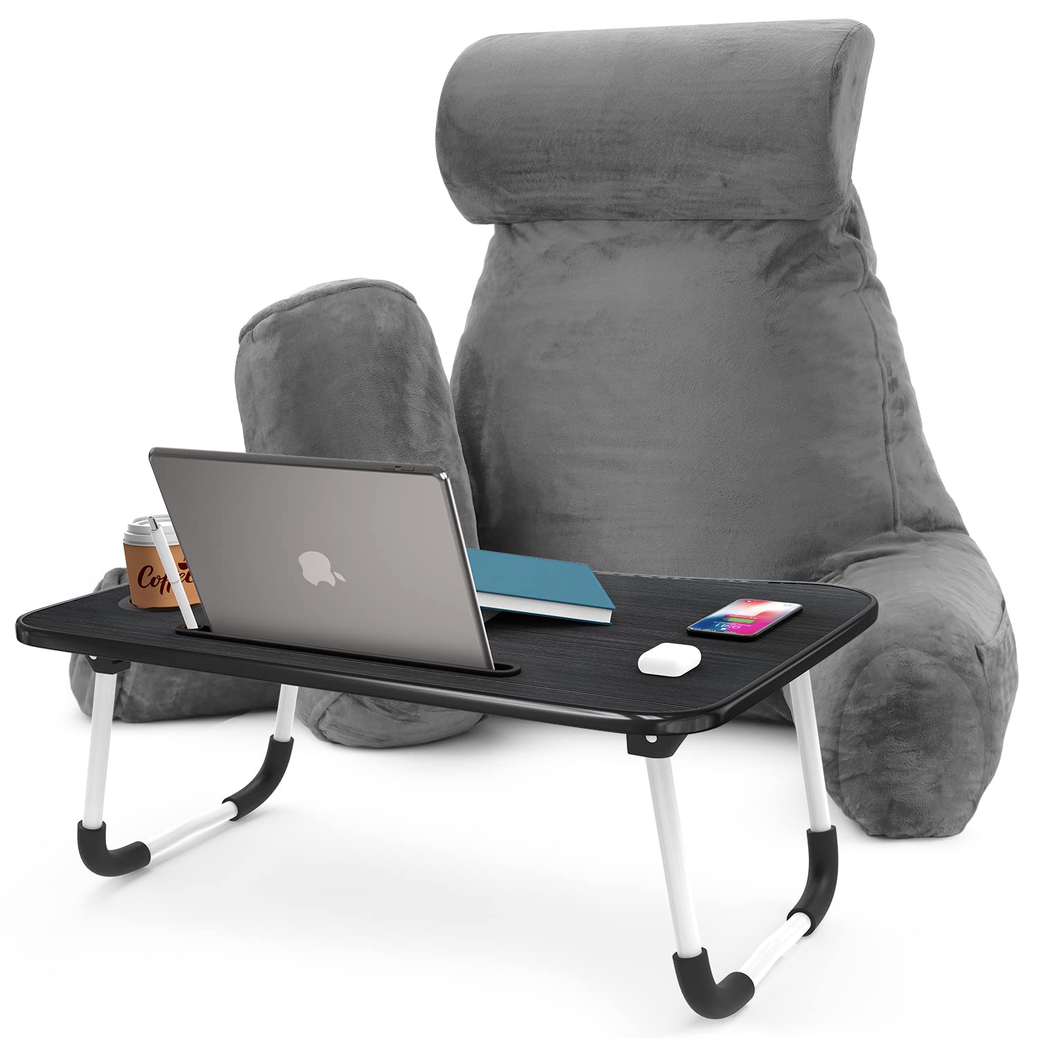 Nestl Large Bed Reading Backrest w/ Head/Neck & Leg Pillows (Gray) + Folding Laptop Desk $47.77 + Free Shipping