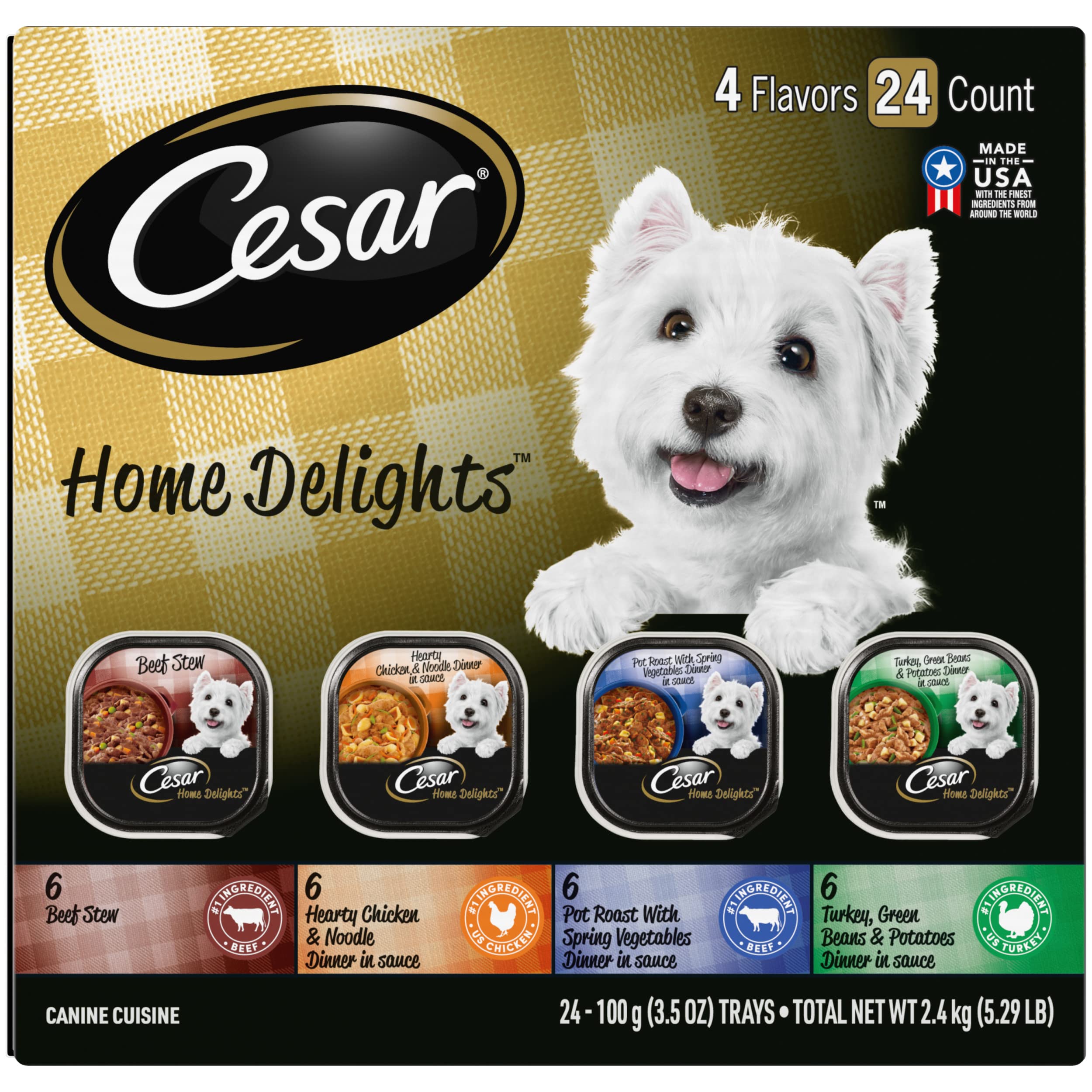 24-Count 3.5-Oz Cesar Wet Dog Food Variety Packs: Home Delights or Loaf & Topper in Sauce $13.95 w/ S&S + Free Shipping w/ Prime or on $35+