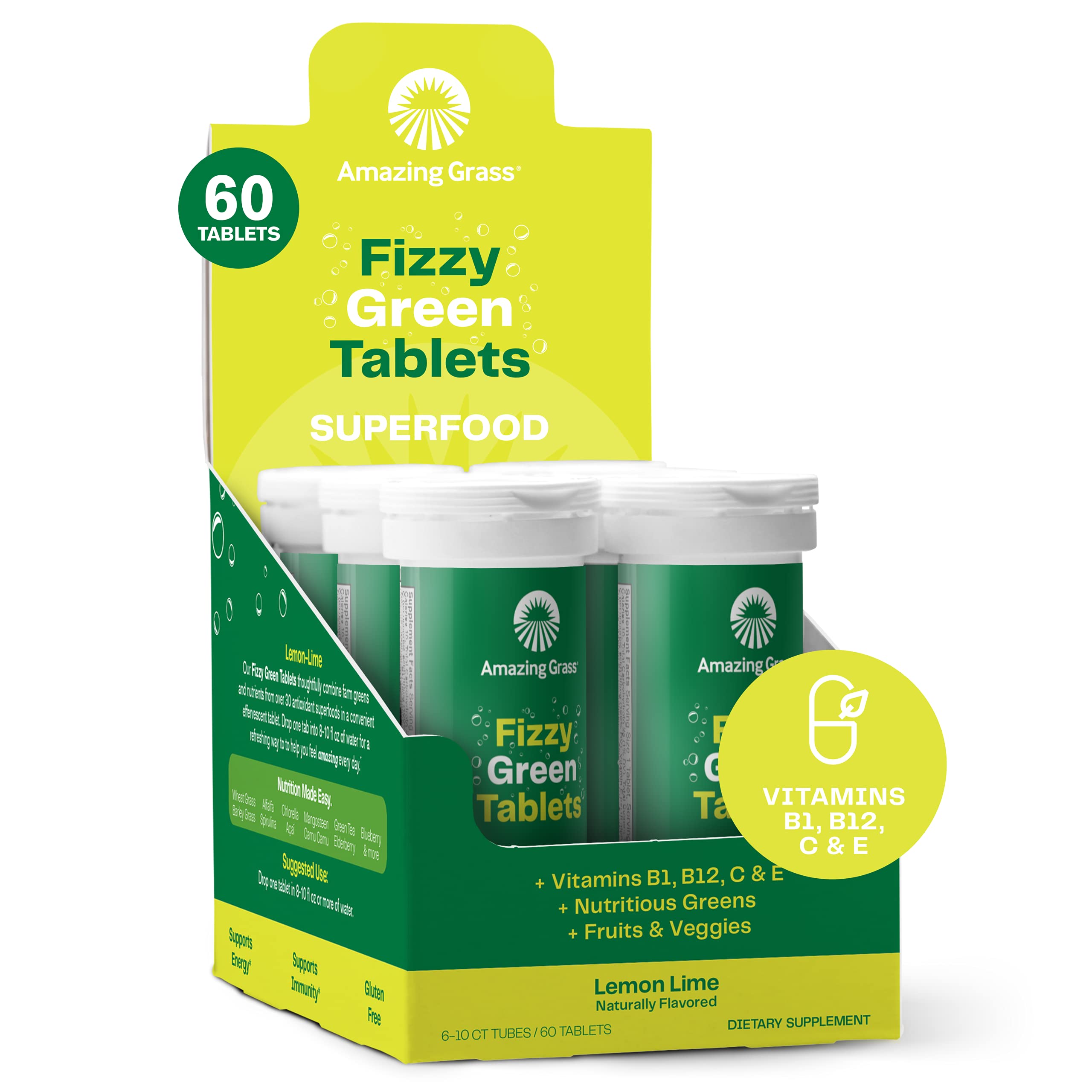 60-Count Amazing Grass Fizzy Green Superfood Drink Tablets (Lemon Lime) $7.99 + Free Shipping w/ Prime or on $35+