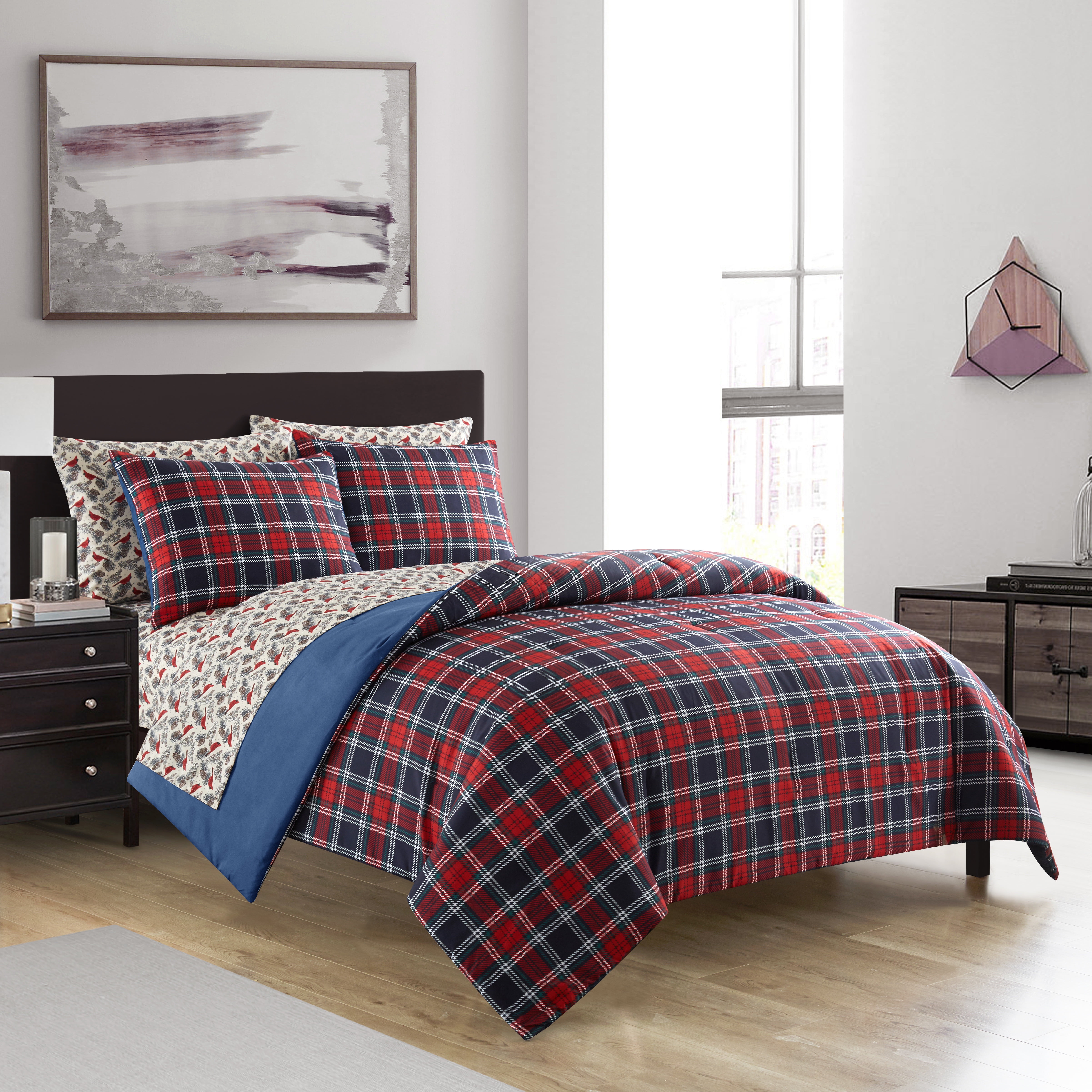 7-Piece Dearfoams Super Soft Red Tartan Plaid Bed in a Bag Bedding Set (Queen) $33.02 + Free S&H w/ Walmart+ or $35+