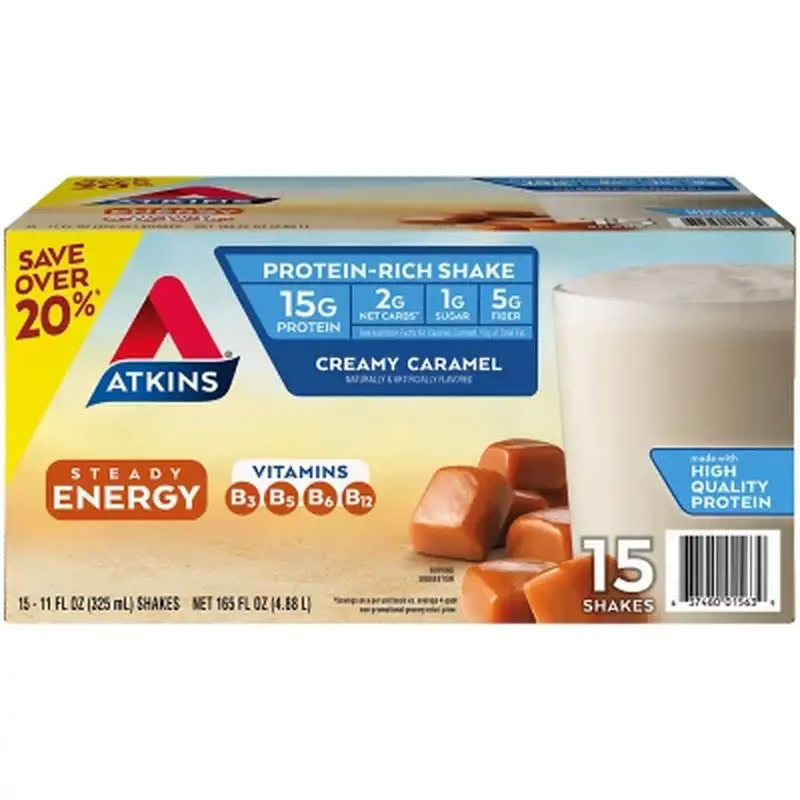 Sam's Club Members: 15-Count 11-Oz Atkins Protein Shakes: Energy (Creamy Caramel) or Iced Coffee (Café Au Lait) $17.48 + Free Shipping Plus Members
