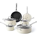 10-Piece Martha Stewart Lockton Premium Nonstick Enamel Heavy Gauge Aluminum Pots &amp; Pans Cookware Set (Linen or Blue) $59.99 + Free Shipping w/ Prime