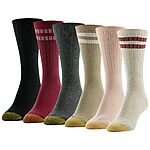 6-Pair Gold Toe Women's Casual Texture Crew Socks (Retro Stripe, Shoe Size 6-9) $6.65 ($1.11 per pair) + Free Shipping w/ Prime or on $35+