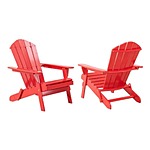 2-Pack Hampton Bay Folding Wood Patio Adirondack Chair (Ruby) $99 + Free Shipping