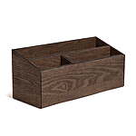 U Brands Wooden Desk Storage Bin w/ 3 Compartments (13" x 5.5" x 5", Dark Brown) $4