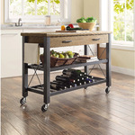 Whalen Santa Fe Kitchen Cart w/ Metal Shelves &amp; TV Stand Feature (49.63&quot; x 19&quot; x 35.5&quot;, Rustic Brown Finish) $108 + Free Shipping