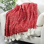 Emryn House Woven Herringbone Throw w/ Pompoms (Red or Green) $10.78 &amp; More + Free Shipping