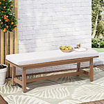 54.3'' Lark Manor Solid Wood Acacia Outdoor Bench w/ Cream Cushion $69.99 + Free Shipping