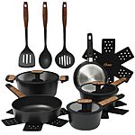 14-Piece Oster Platinum Oxburg Forged Aluminum Cookware Set w/ Ceramic Non-Stick &amp; Tool Set (Black w/ Wood Handles) $69.33 or less + Free Shipping