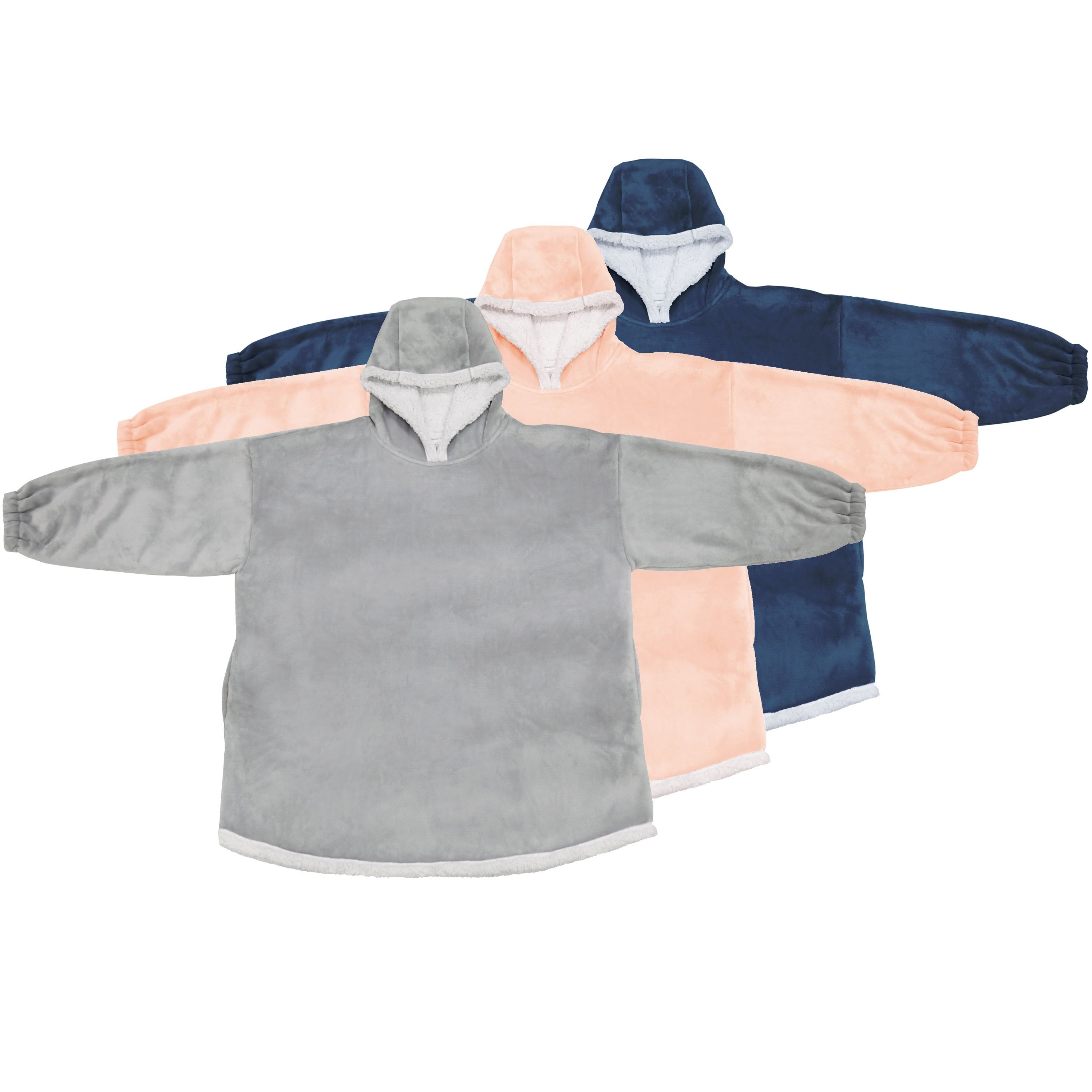 Mainstays Men's, Women's & Kids' Wearable Sherpa Hoodie Throw Blanket (Pink or Blue) $12.98 + Free S&H w/ Walmart+ or $35+