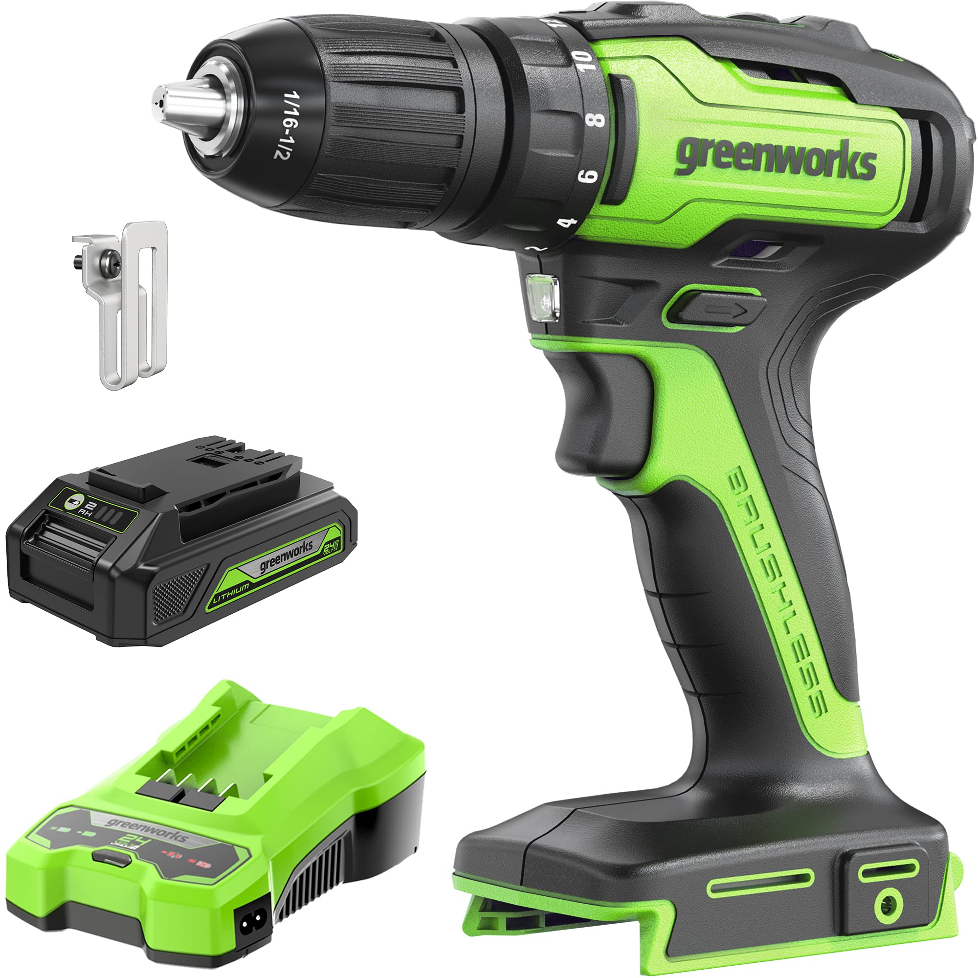 Greenworks 24V Brushless Drill Driver w/ 2Ah USB Battery & Charger $48.69 + Free Shipping