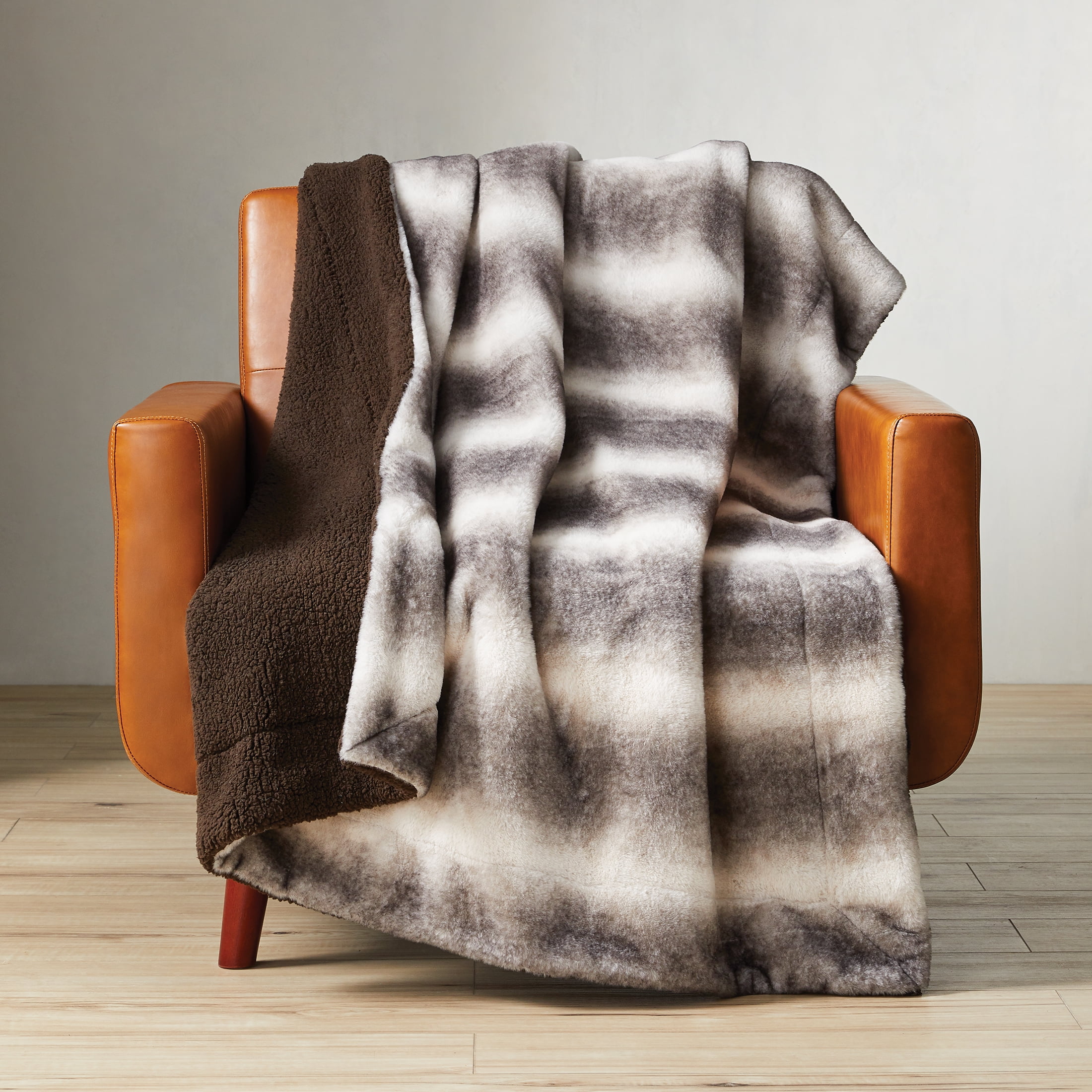 Better Homes & Gardens Faux Fur & Sherpa Throw Blanket (Wolf Brown or Greys) $6.71 + Free S&H w/ Walmart+ or $35+