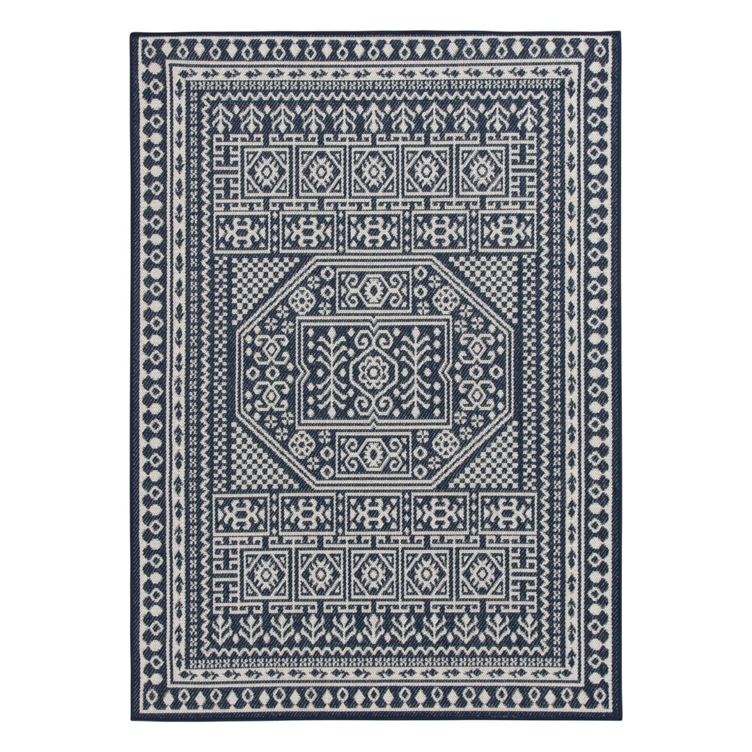 6'6" x 9'6" Mainstays Navy Blue Medallion Outdoor Area Rug $39.82 + Free Shipping
