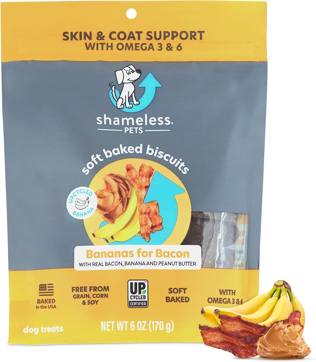 6-Oz Shameless Pets Soft-Baked Dog Treats (Bananas for Bacon) $2.77 w/ S&S + Free Shipping w/ Prime or on $35+