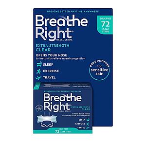 Sam's Club Members: 72-Count Breathe Right Extra Strength Nasal Strips for Sensitive Skin (Clear) $16.98 + Free Shipping Plus Members