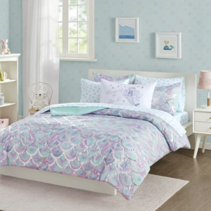 Your Zone Girls' Bed-in-a-Bag Comforter Set: 8-Piece Iridescent Seashell Mermaid (Full) $16.44, 5-Piece Unicorn Glow In the Dark (Twin) $12.45, More + Free S&H w/ Walmart+ or $35+