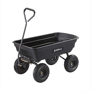 Gorilla Carts Poly Garden Dump Cart w/ Steel Frame & 10" Tires $85 + Free Shipping
