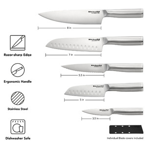 5-Piece KitchenAid Gourmet Forged Stainless Steel Knife Set w/ Blade Covers .95