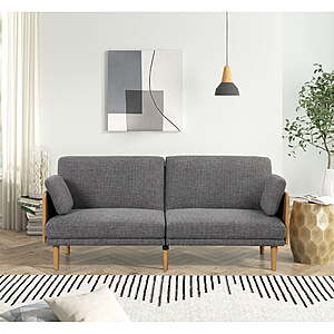 73" Better Homes & Gardens Reading Futon (Grey Linen w/ Wood Legs & Arms) $140.61 + Free Shipping