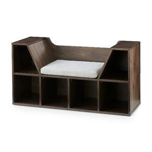 Your Zone Kids' Reading Nook w/ Bookcase Storage & Cushioned Bench Seat (Dark Chestnut) $58 + Free Shipping